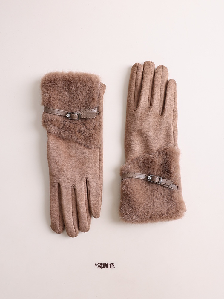 女士特厚加絨可觸屏手套