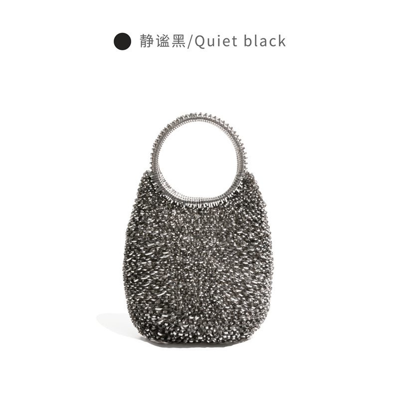 手工編織銀色斜挎水滴包