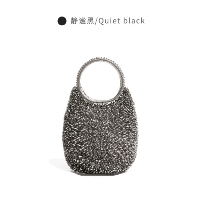 手工編織銀色斜挎水滴包