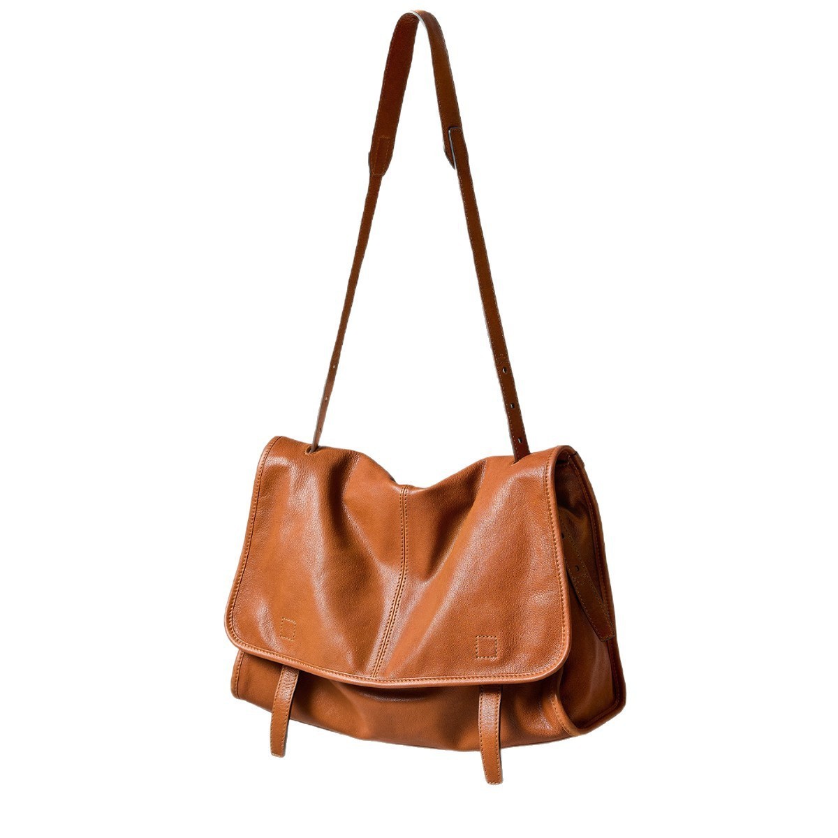 女士植鞣羊皮信使大容量單肩斜挎郵差包