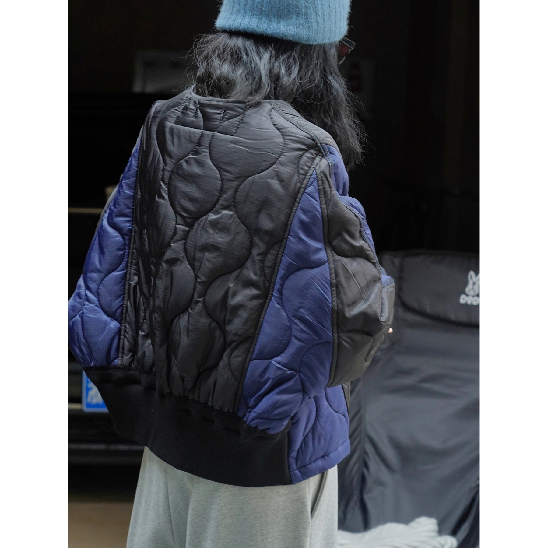 女士冬季日系風菱格棉服外套