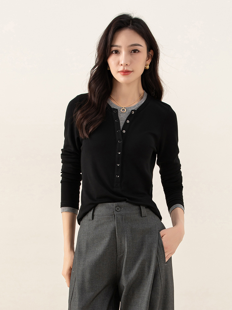 女士春秋假兩件天絲羊毛打底衫