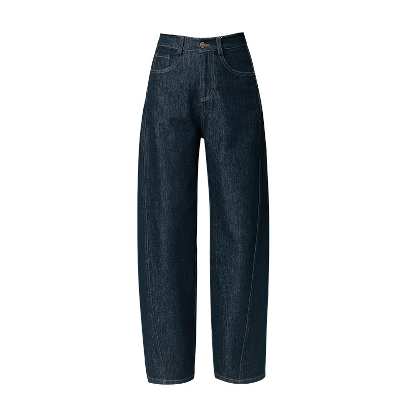 女士春秋垂感彎刀廓形牛仔褲