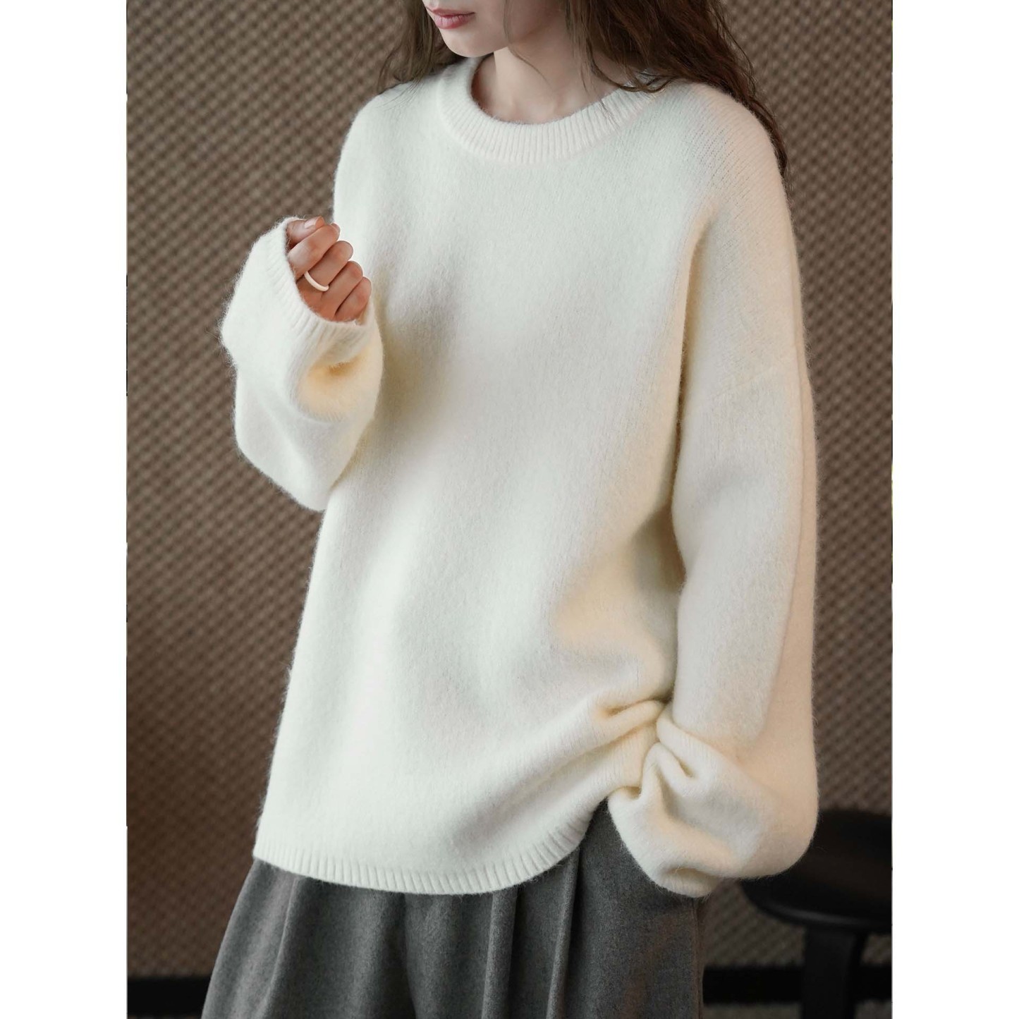 女士冬季純色羊毛針織毛衣