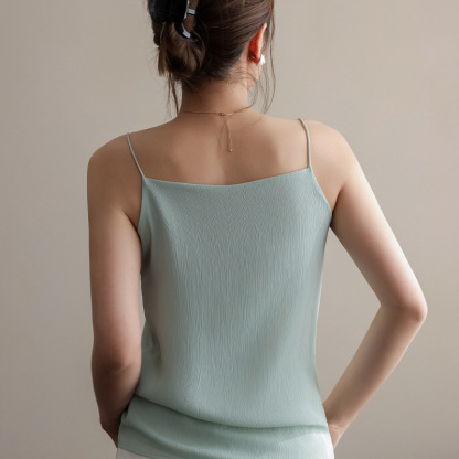 夏季冰絲雪紡一體式罩杯吊帶