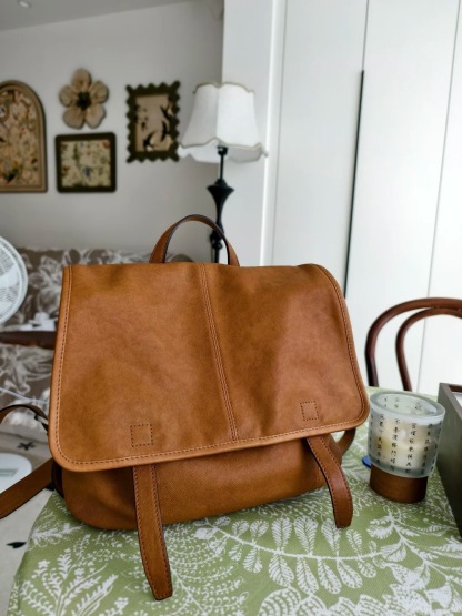 小衆大容量植鞣皮雙肩包