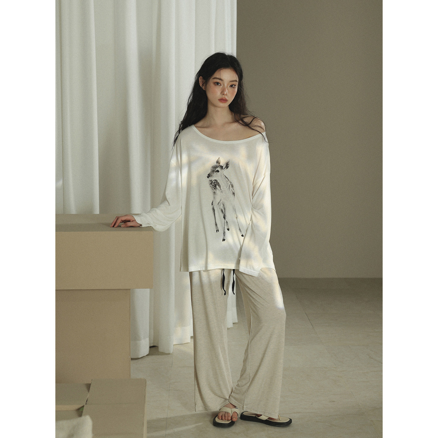 女春秋季莫代爾卡通家居服