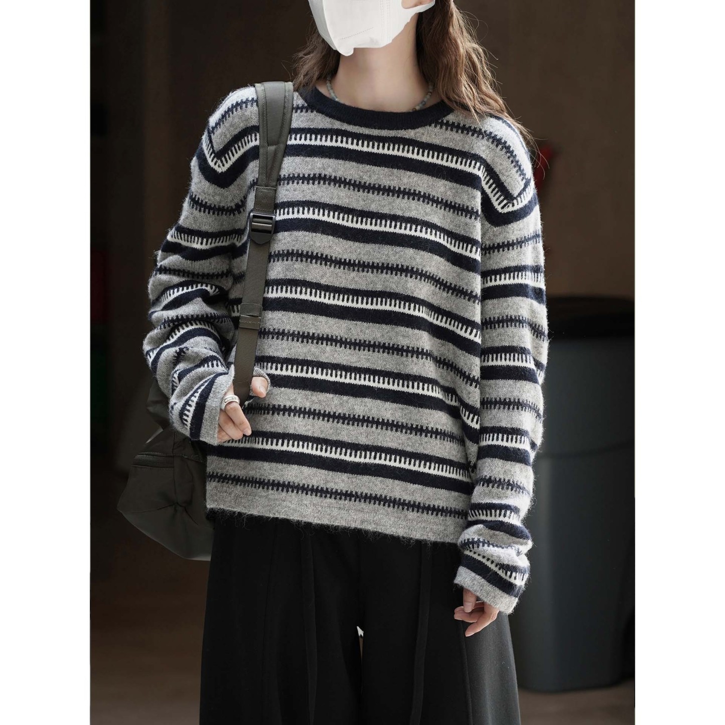 女士秋冬復古齒輪毛衣