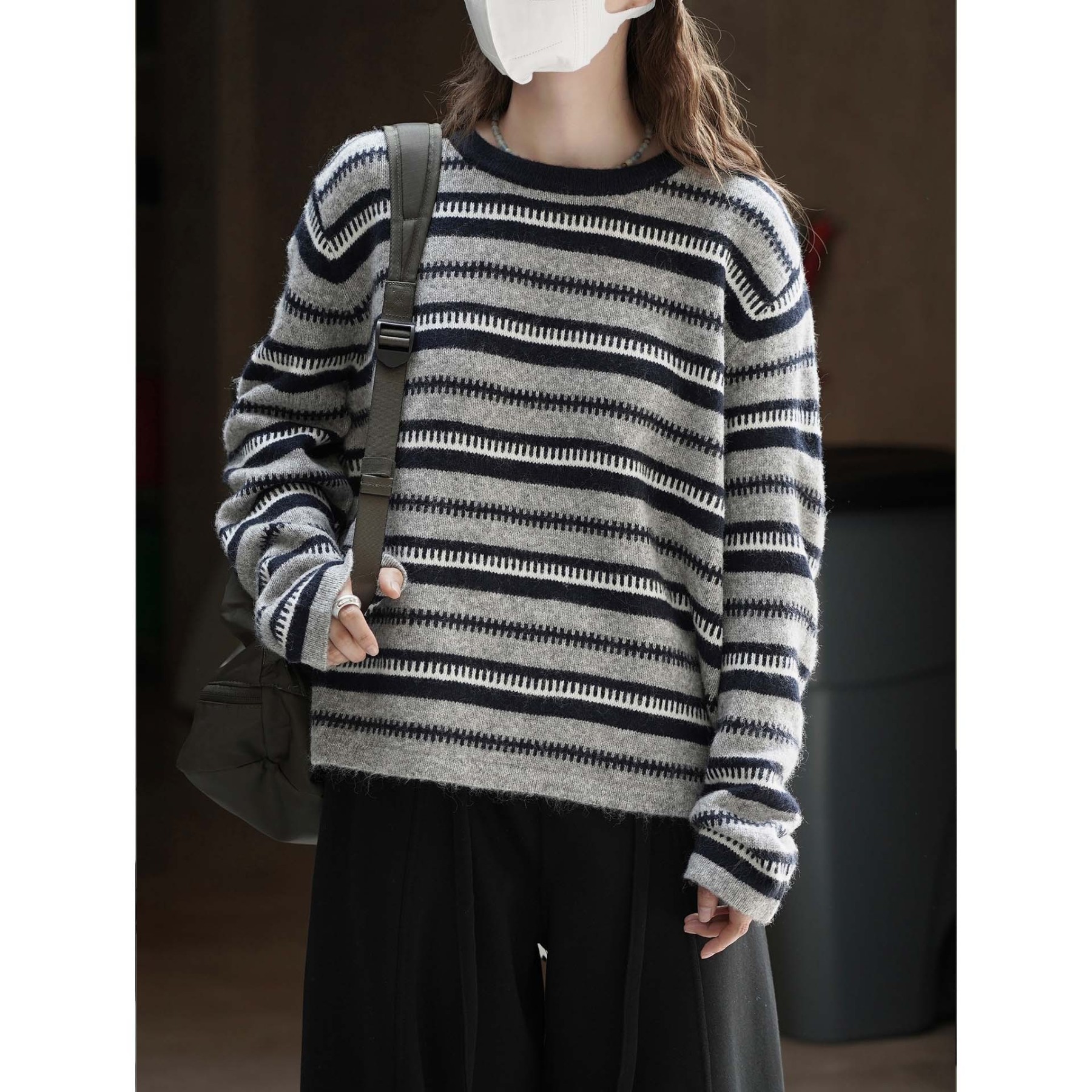 女士秋冬復古齒輪毛衣