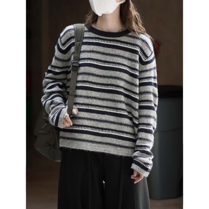 女士秋冬復古齒輪毛衣