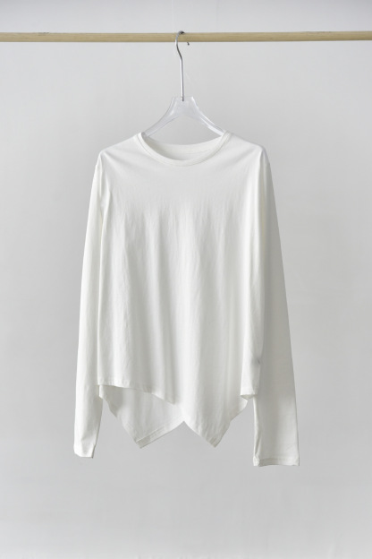 女士早秋純棉下擺尖角圓領打底衫