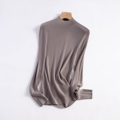 女士早秋無縫半高領100精仿羊毛打底衫