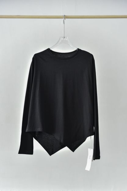 女士早秋純棉下擺尖角圓領打底衫