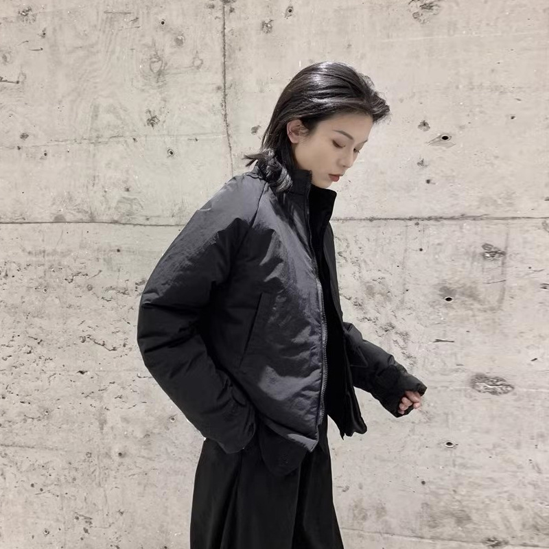 冬季短款立領大口袋不規則棉服