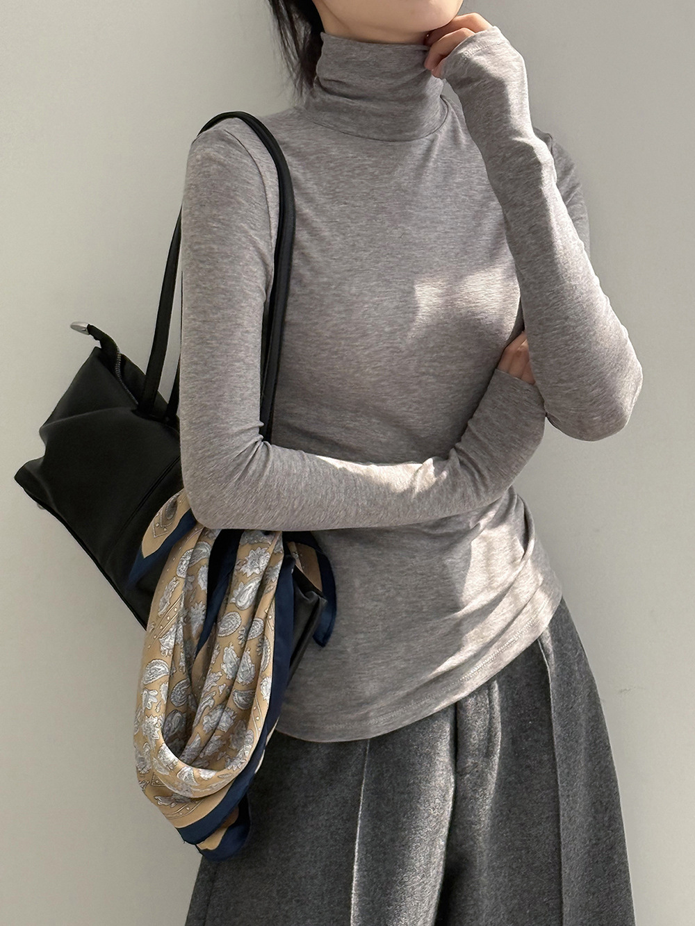 女士秋季韓系天絲羊毛長袖打底T恤