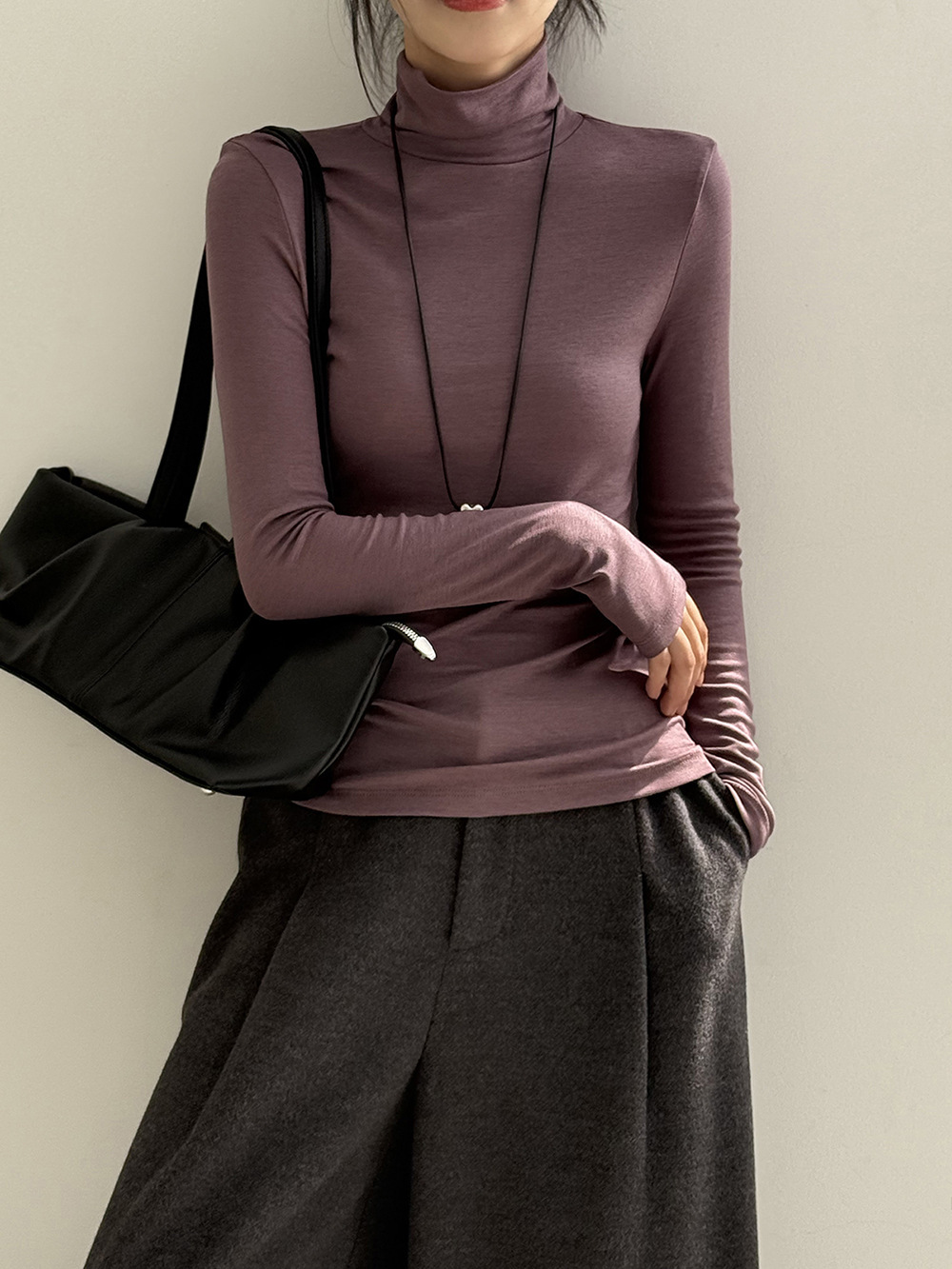 女士秋季韓系天絲羊毛長袖打底T恤