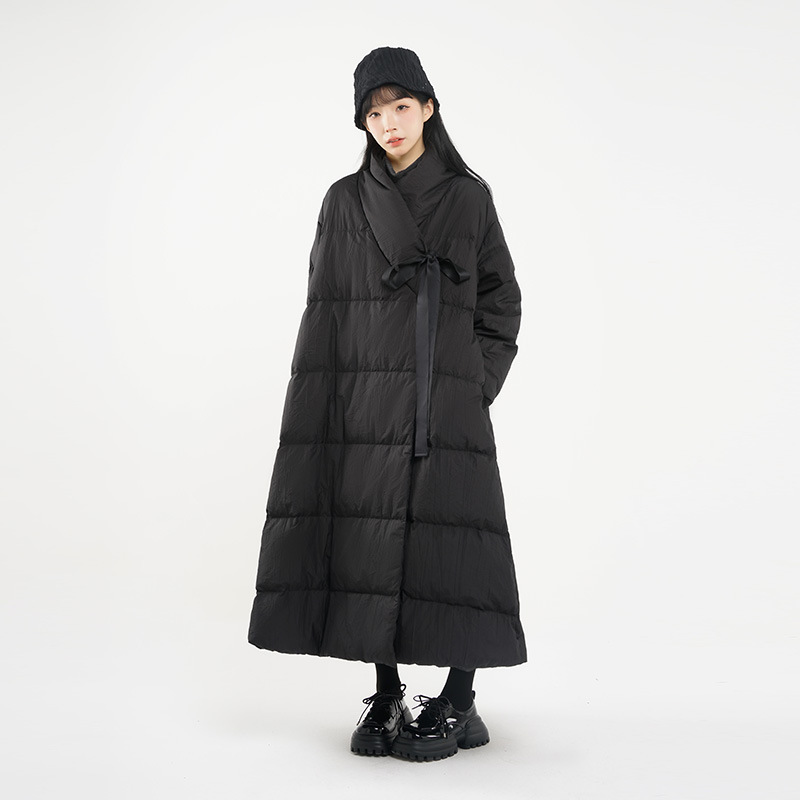 女士冬白鴨絨中長款羽絨服