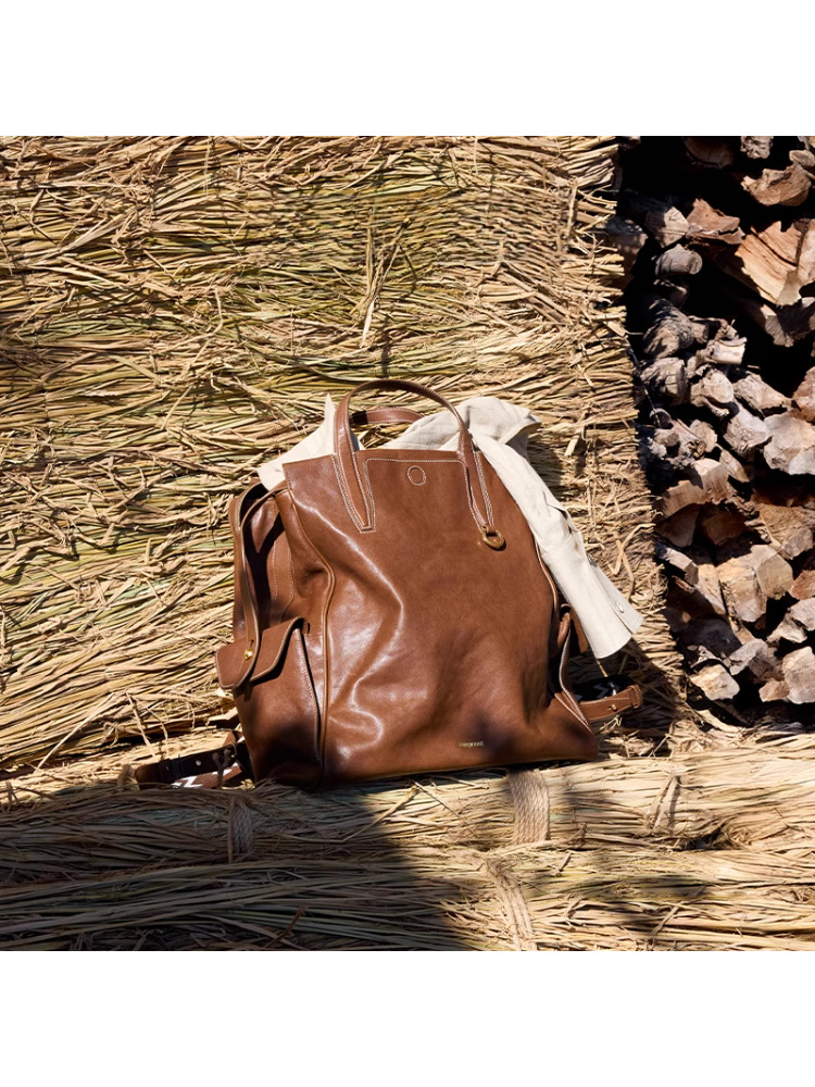 植鞣皮小號14寸電腦包雙肩包