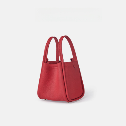 頭層牛皮鎖扣小號菜籃子水桶包