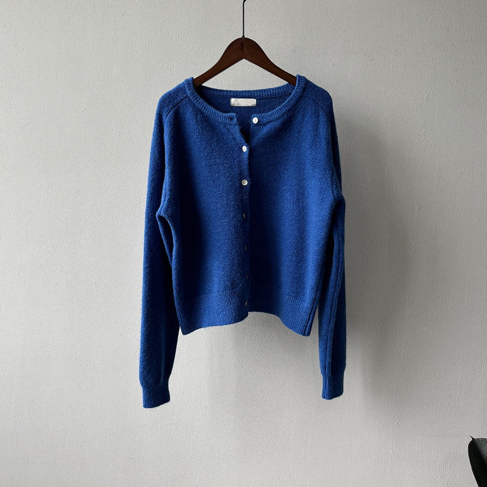 女士秋冬韓系多色圓領針織開衫