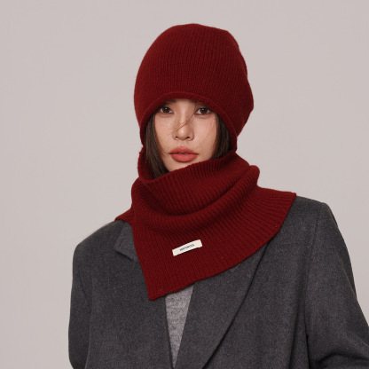 秋冬100%純羊毛帽子圍巾2件套