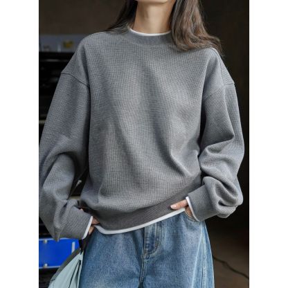 女士春秋假兩件華夫格衛衣