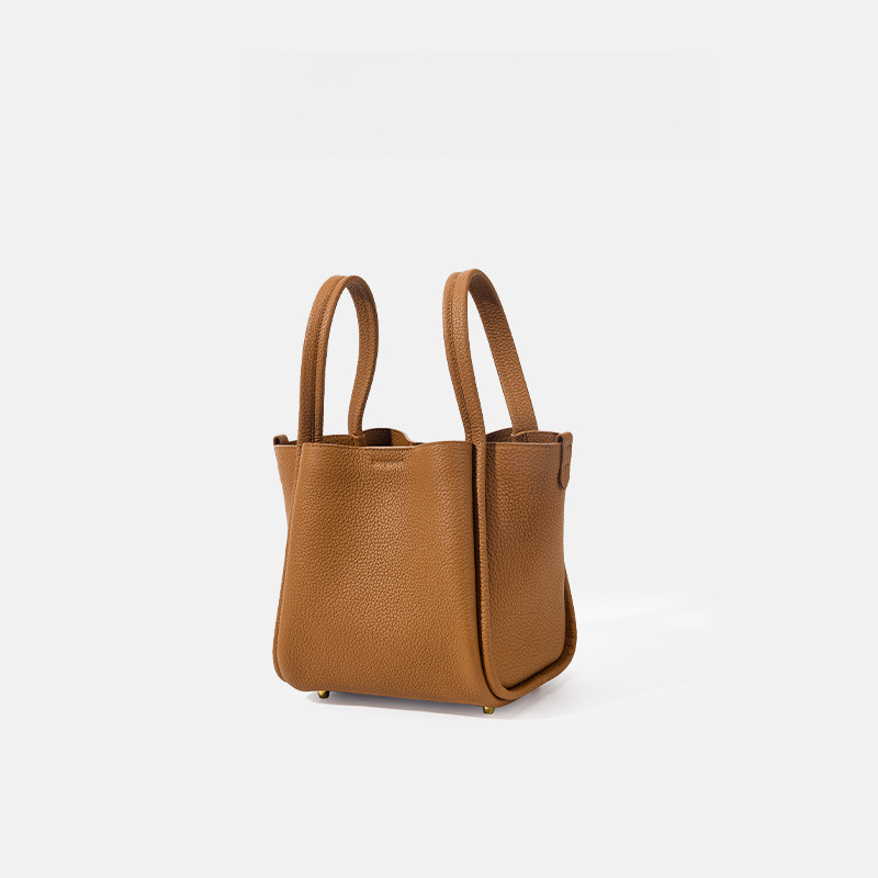 頭層牛皮鎖扣小號菜籃子水桶包