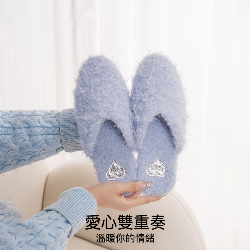 秋冬羊毛毛絨棉拖