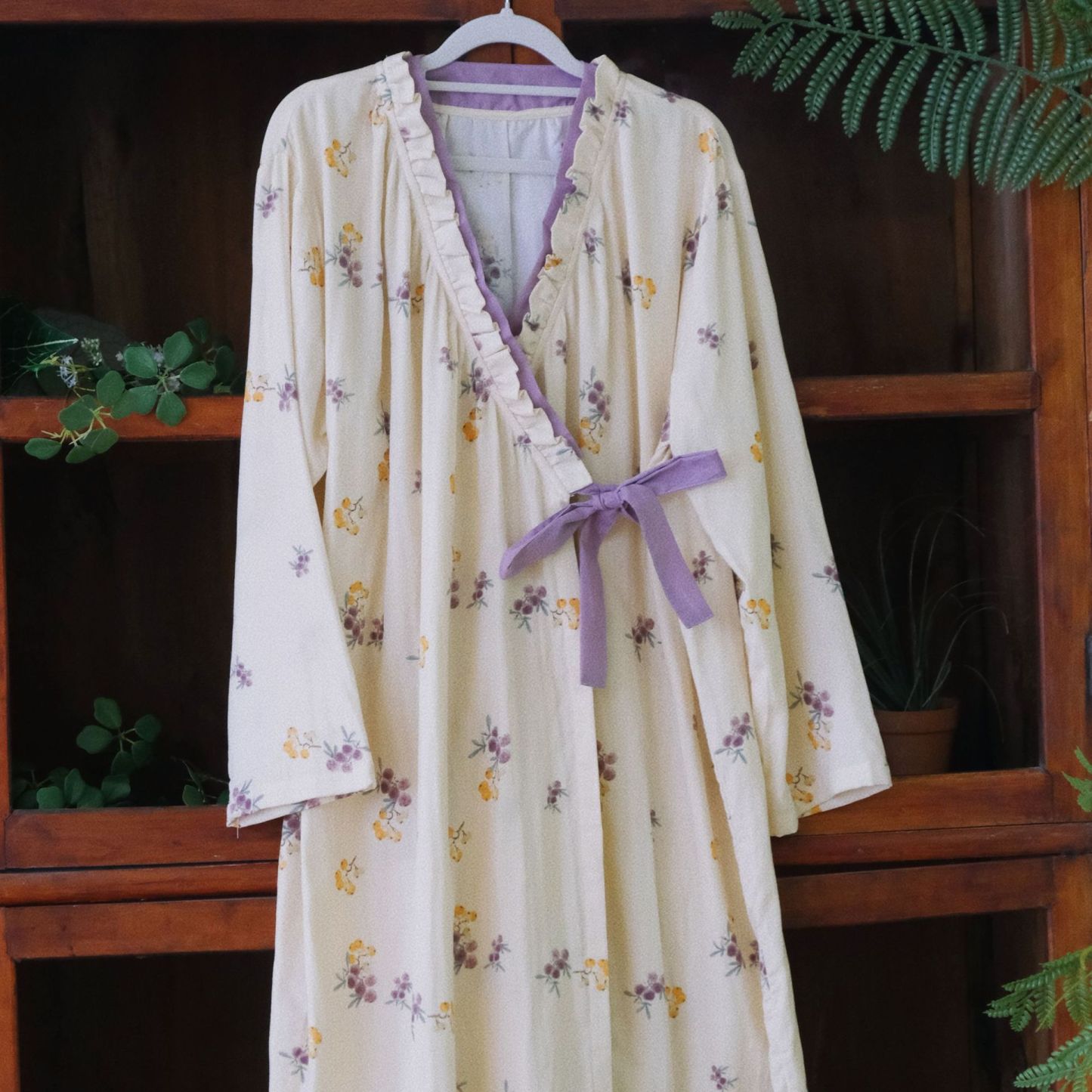 女士春秋國風長袖高級感睡袍