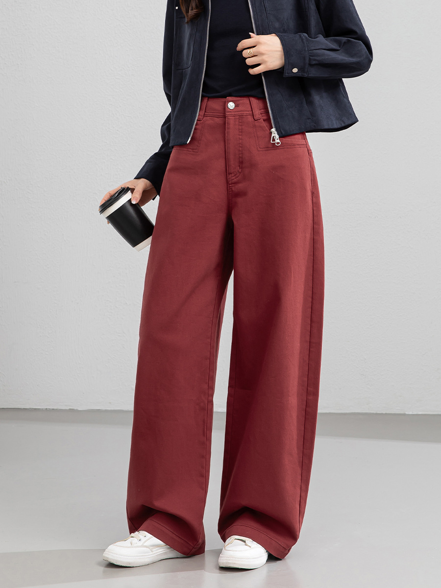 女春美式高腰直筒牛仔褲