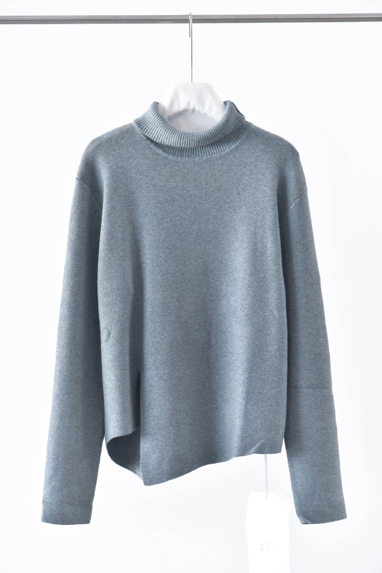 女士冬季開叉不規則高領毛衣