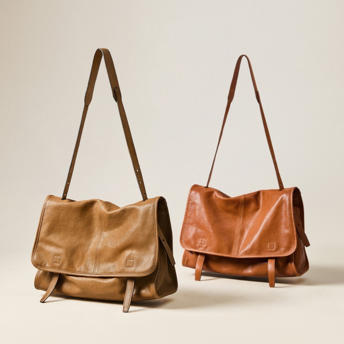 女士植鞣羊皮信使大容量單肩斜挎郵差包