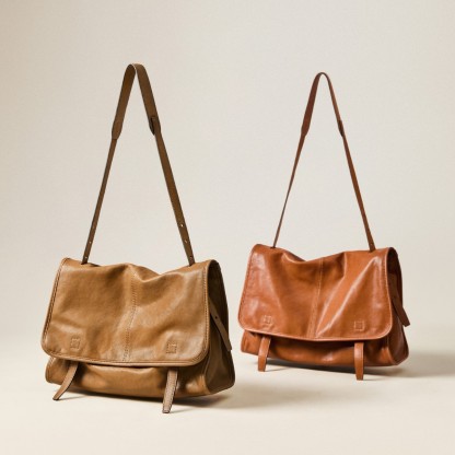 女士植鞣羊皮信使大容量單肩斜挎郵差包