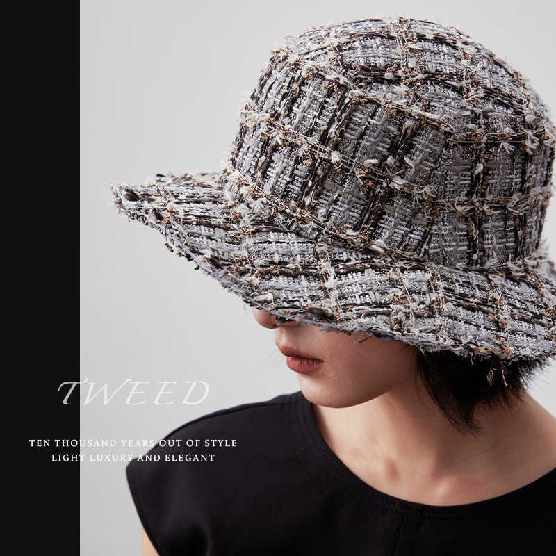 春秋粗花呢波浪漁夫帽