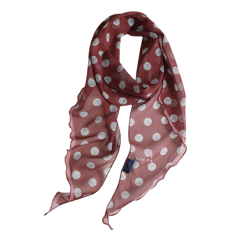 100%桑蠶絲波點長條絲巾