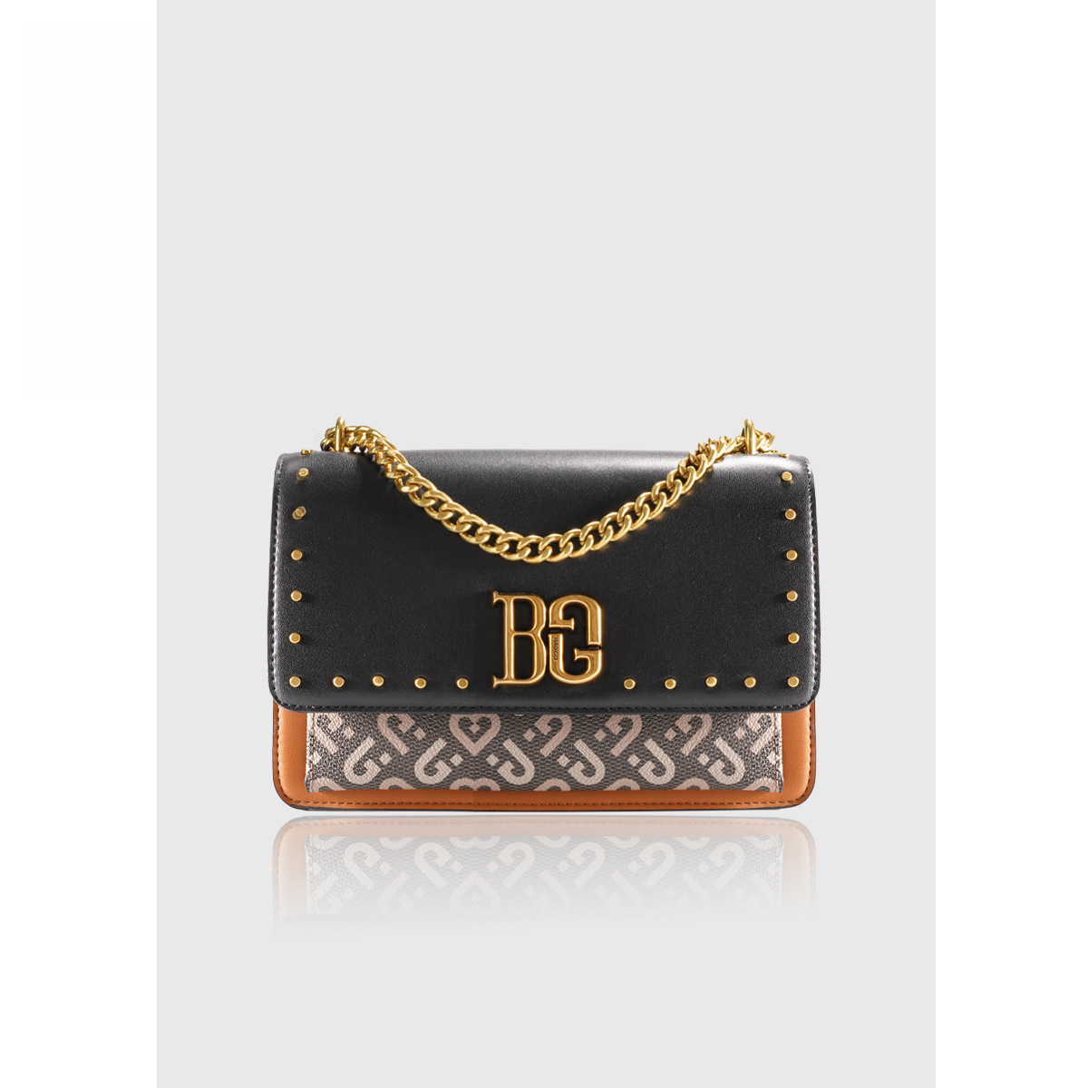 铆钉装饰链条斜挎小方包