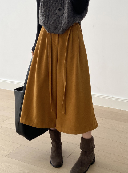 女士秋冬高腰高腰加厚七分闊腿褲