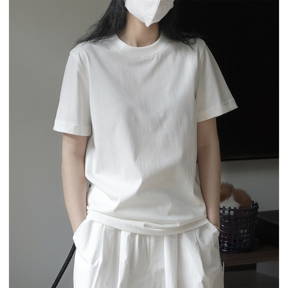 女夏簡約H型圓領短袖T恤