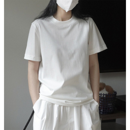 女夏簡約H型圓領短袖T恤