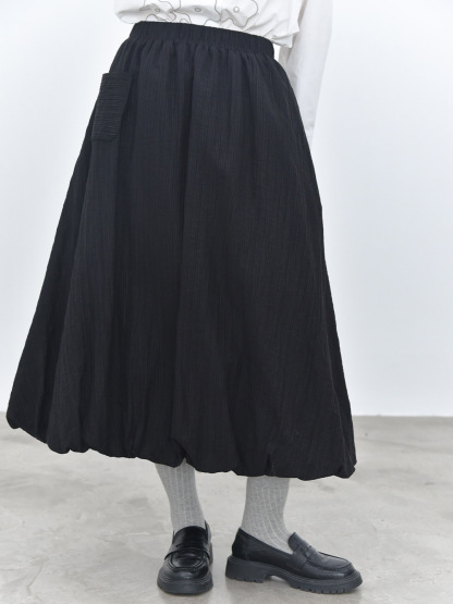 女士秋冬森系肌理感雙層設計燈籠半身裙