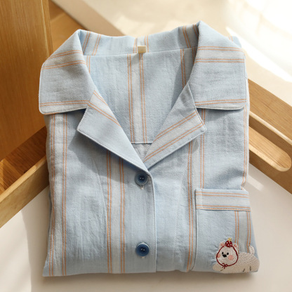 高級純棉棉紗簡約休閒家居服套裝情侶款