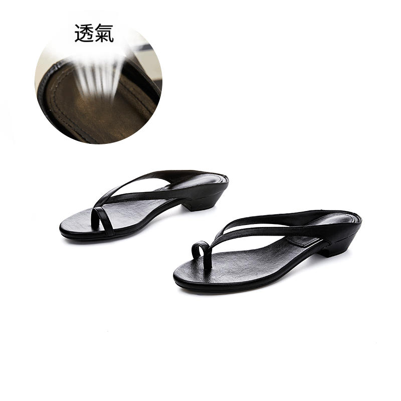 女夏夾腳半高人字拖鞋