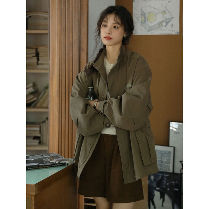 女士秋季重工水洗棉中長款外套