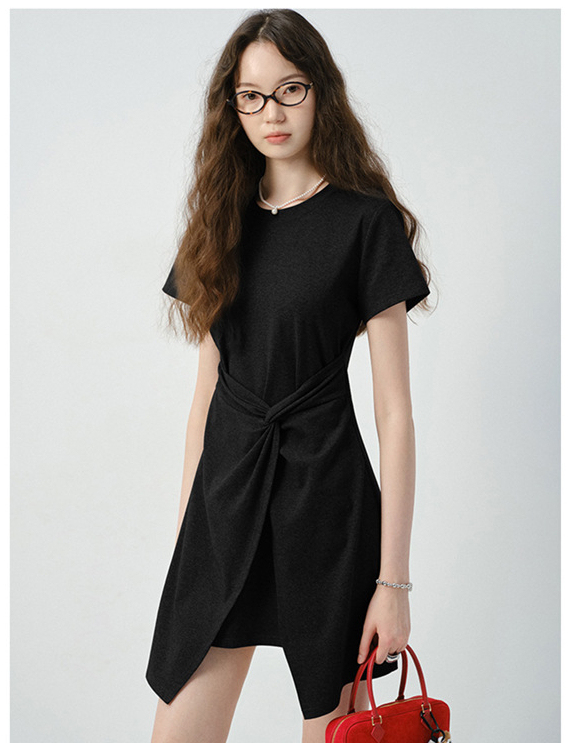 女夏不規則裙擺T恤短款裙子