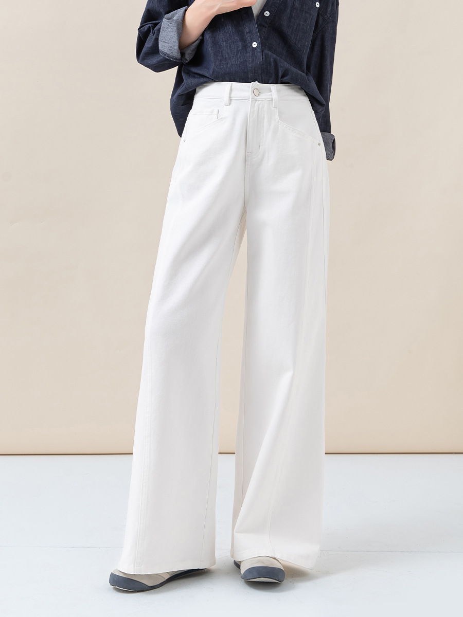 女春高腰休閒直筒闊腿褲