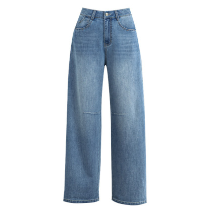 女夏醋酯彎刀牛仔褲