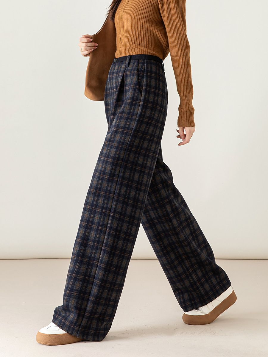 女士秋冬韓系格紋糯米褲