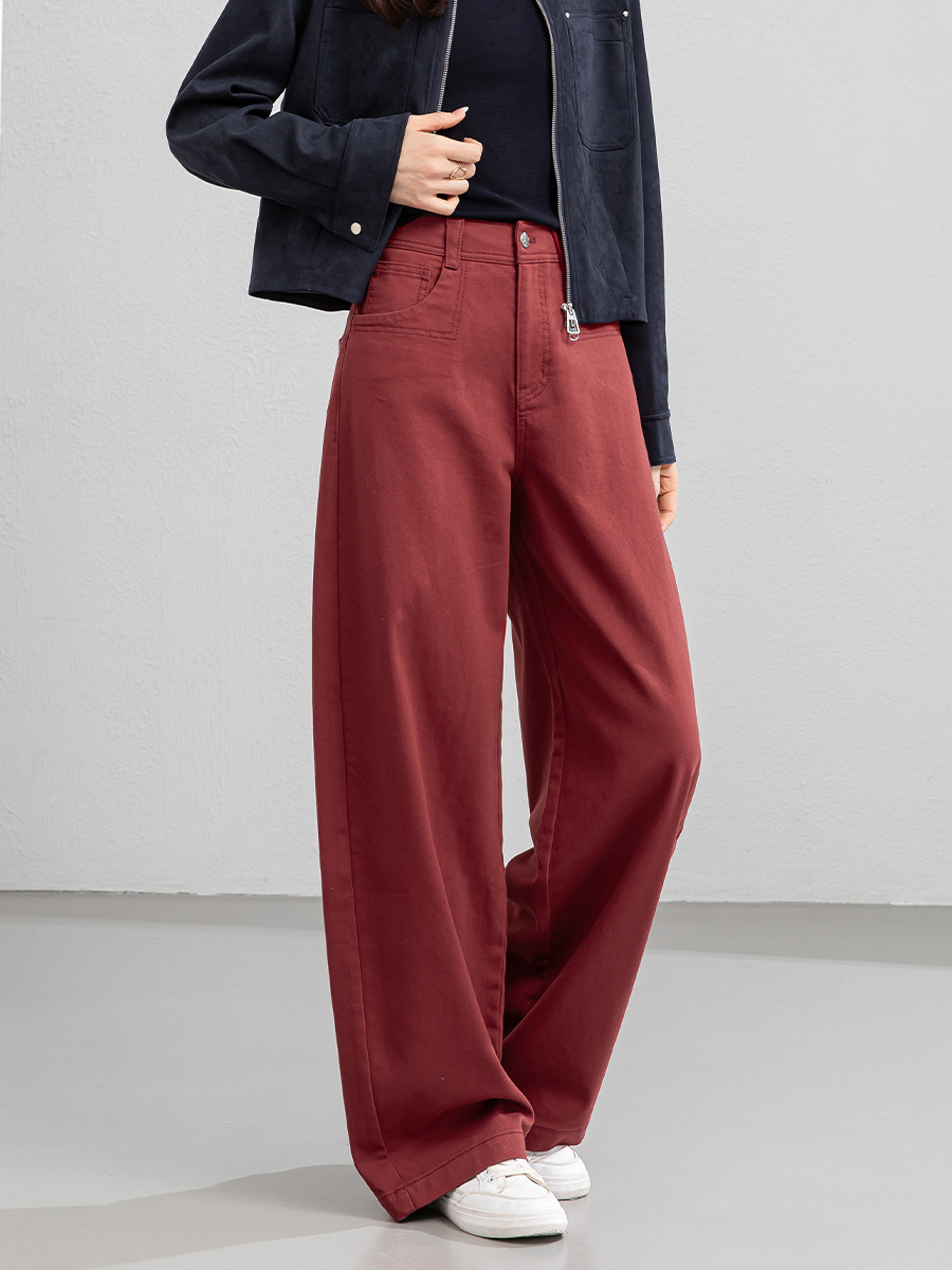 女春美式高腰直筒牛仔褲