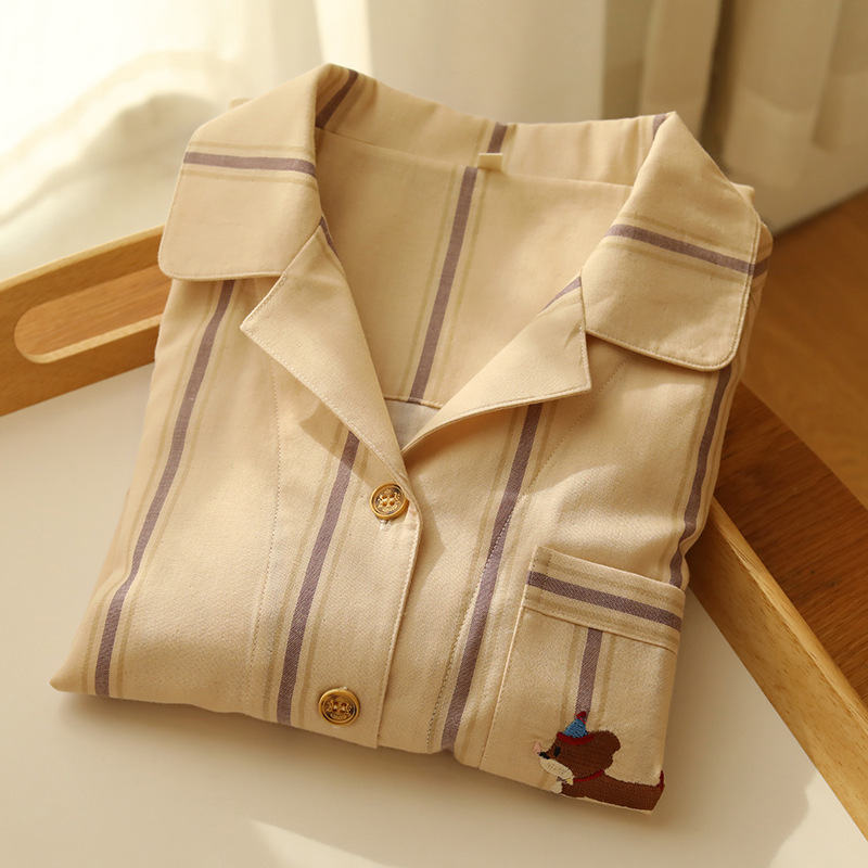 高級純棉棉紗簡約休閒家居服套裝情侶款