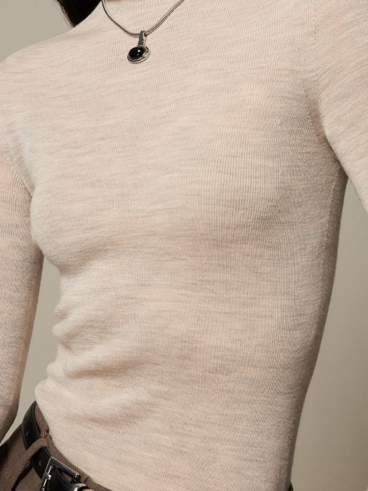 女士高領無縫揚子紗100羊毛衫